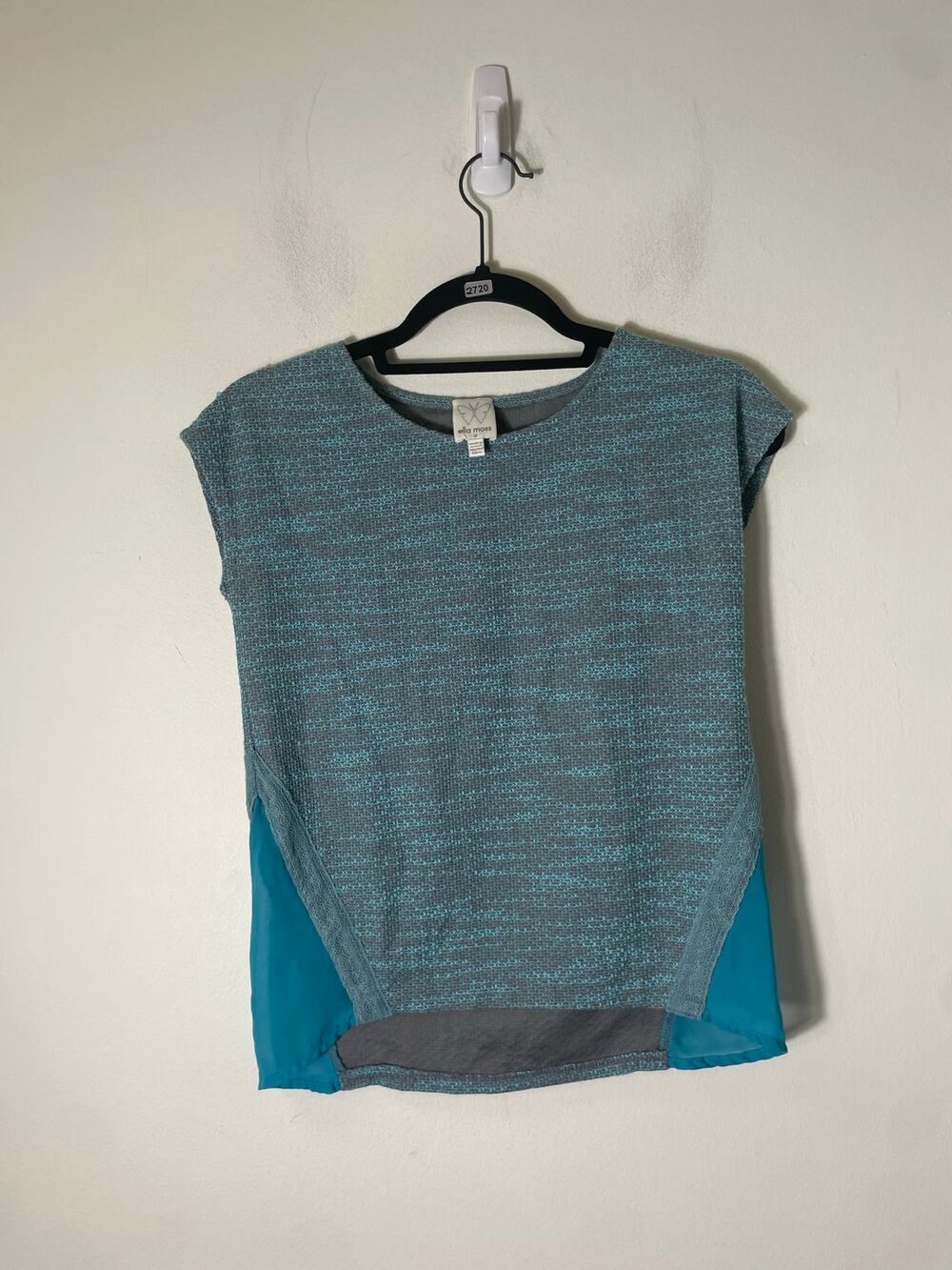 Youth Ella Moss Teal Knit Shift Top Sz 12